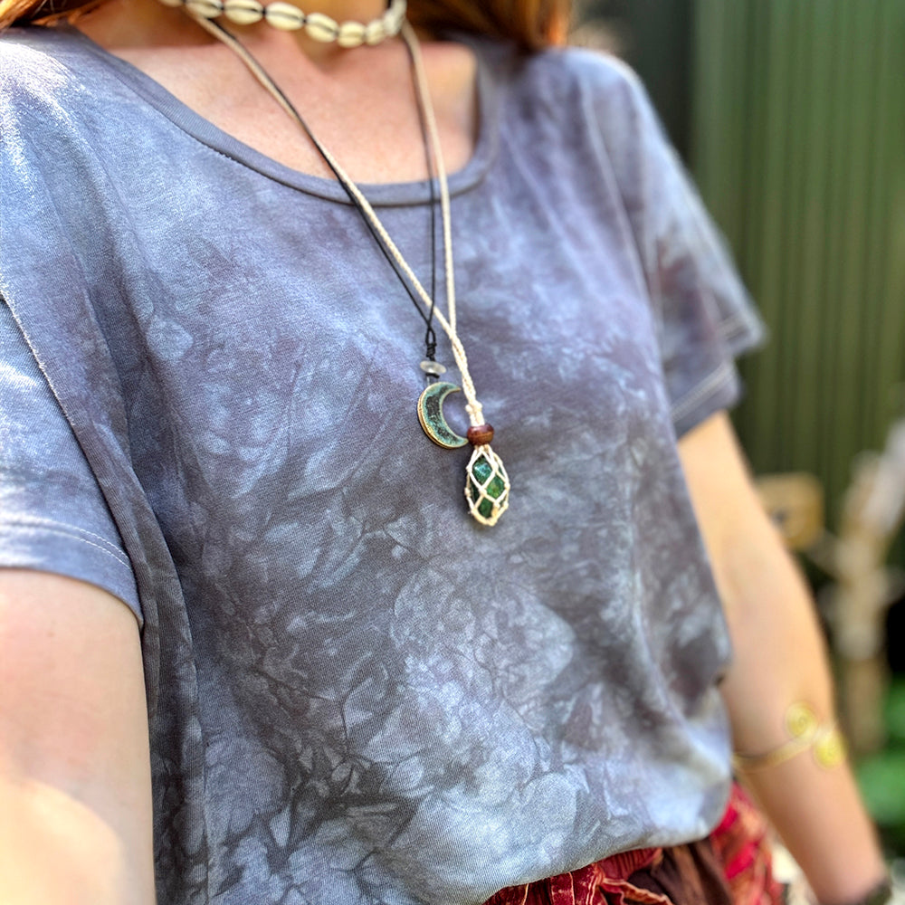 Earth-Dyed Ocean Tide Organic T-Shirt — Handcrafted Slow Made