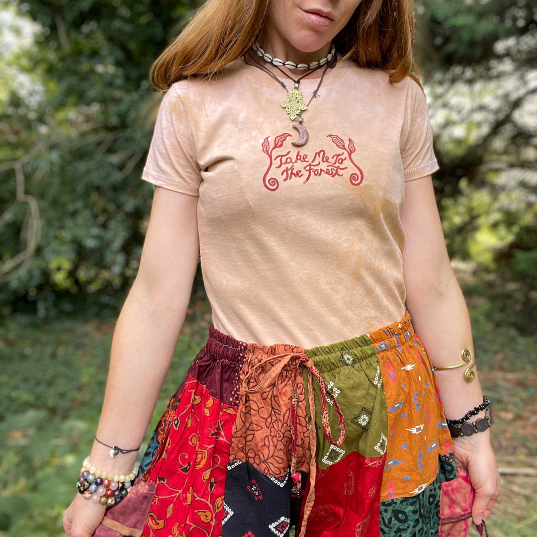 Take Me To The Forest Ethical T-Shirt - Moonlit - Hand dyed & Block Printed, Vegan, Organic & Fair Trade