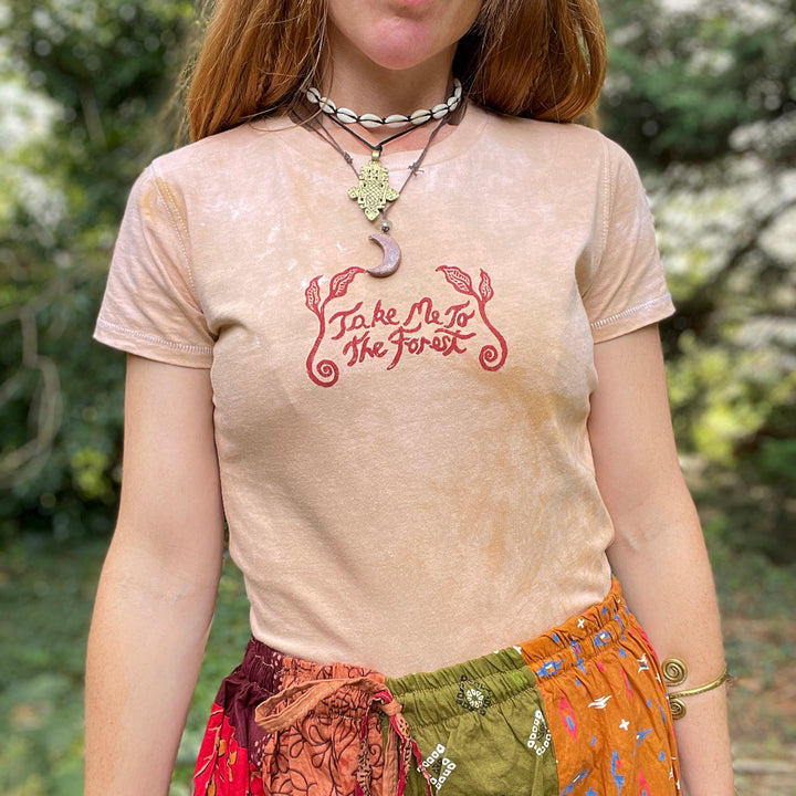 Take Me To The Forest Ethical T-Shirt - Moonlit - Hand dyed & Block Printed, Vegan, Organic & Fair Trade