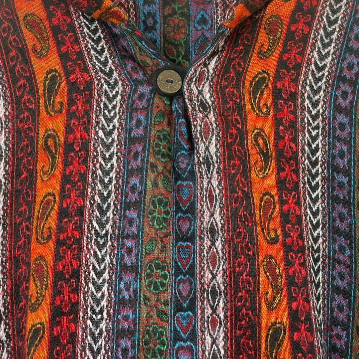 Warm Fleece Hoodie Indian Flower Paisley Print, Ethical Hand Made, Fair Trade, Forest Paisley