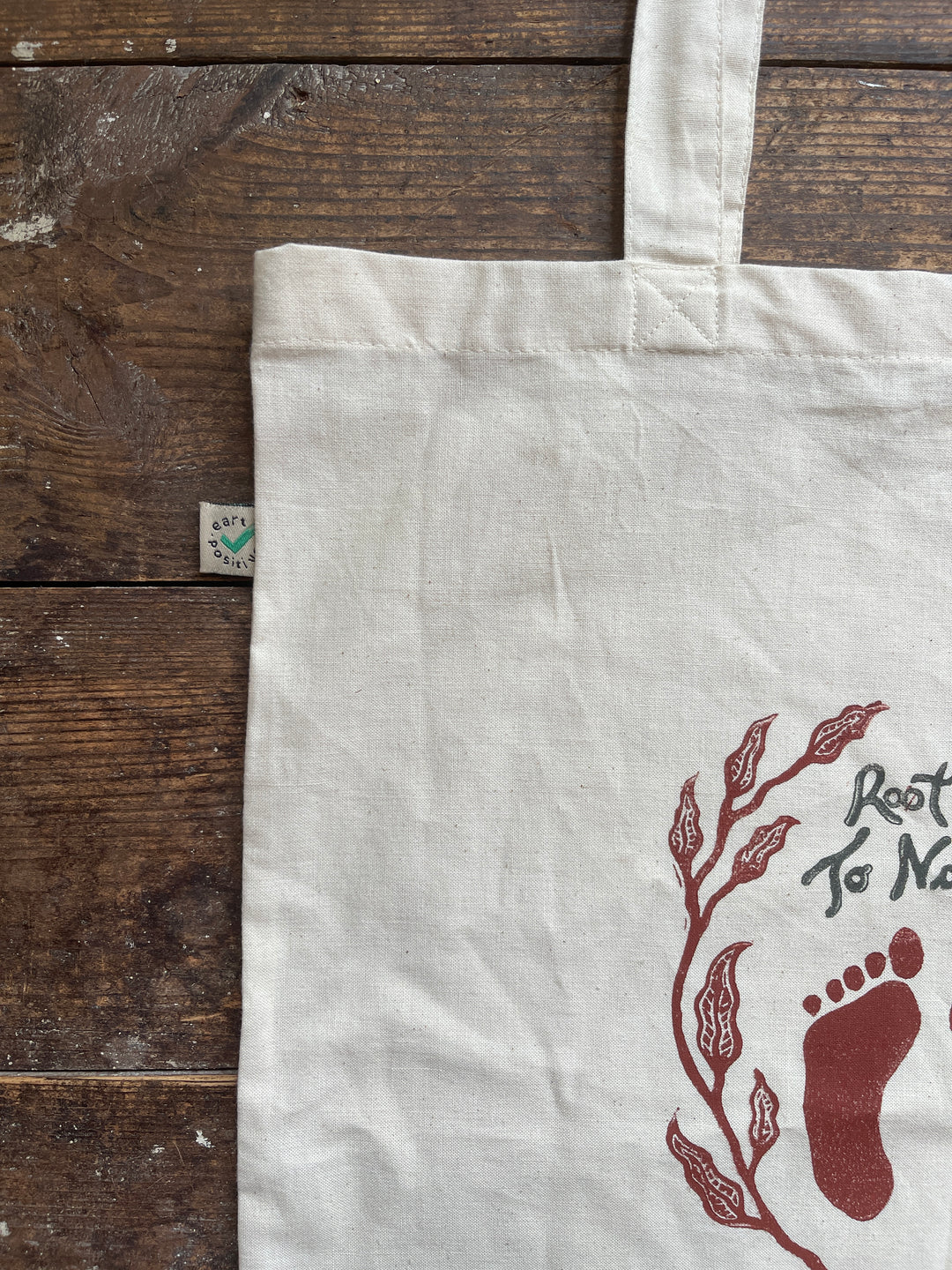 Root Down To Nature Ethical Tote Bag - Block Printed, Organic Climate Neutral Cotton Shopper Bag